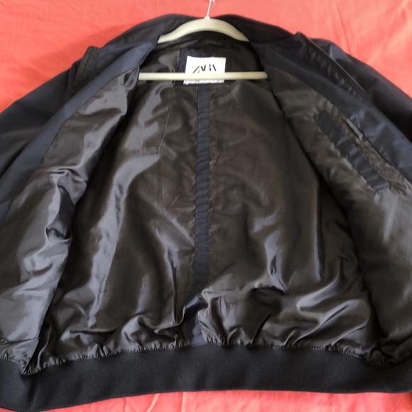 Mens black Zara varsity style jacket - Picture 5 of 7